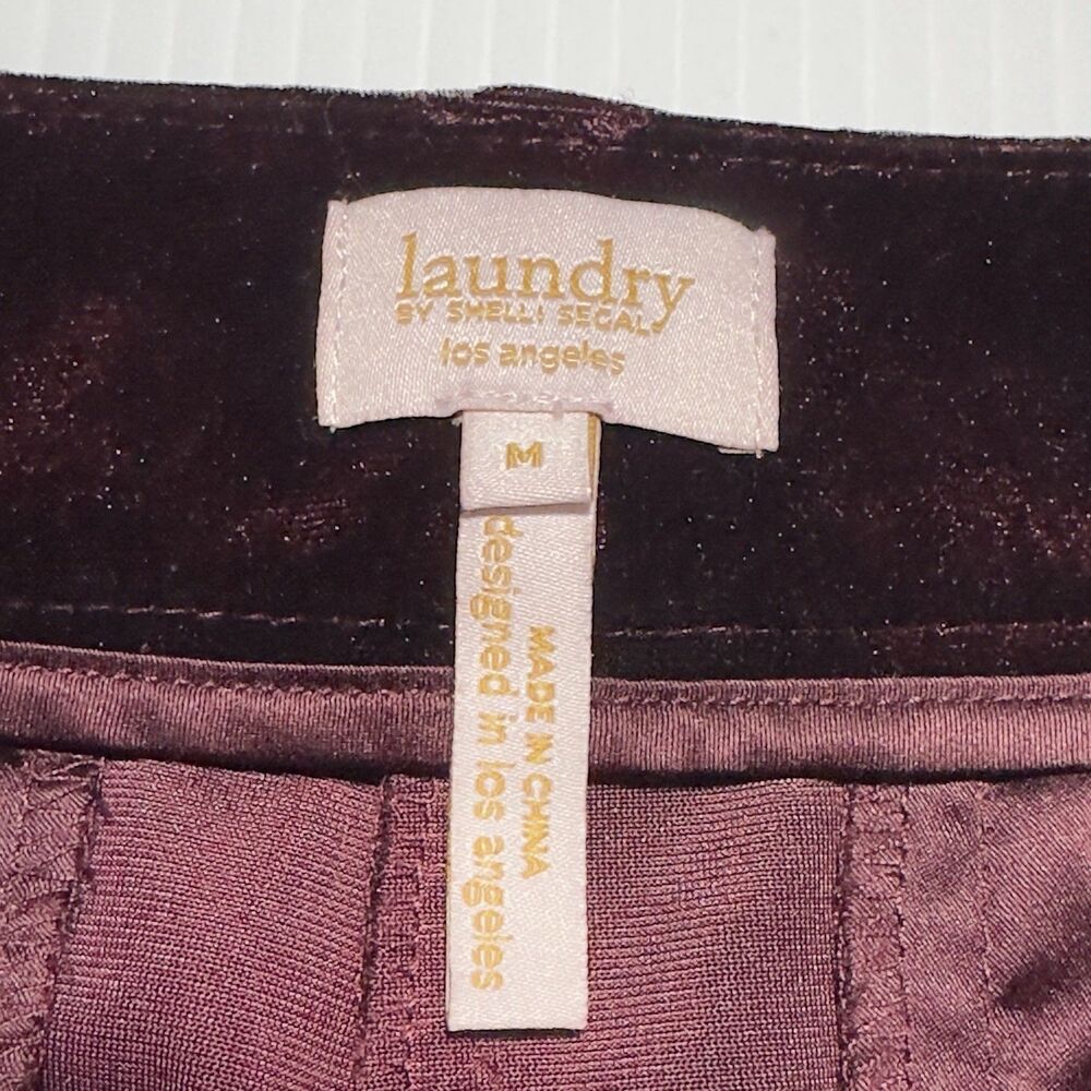 Laundry By Shelli Segal Velvet Velour Pant Suit Set M Burgundy MISSING BUTTON - Picture 6 of 15
